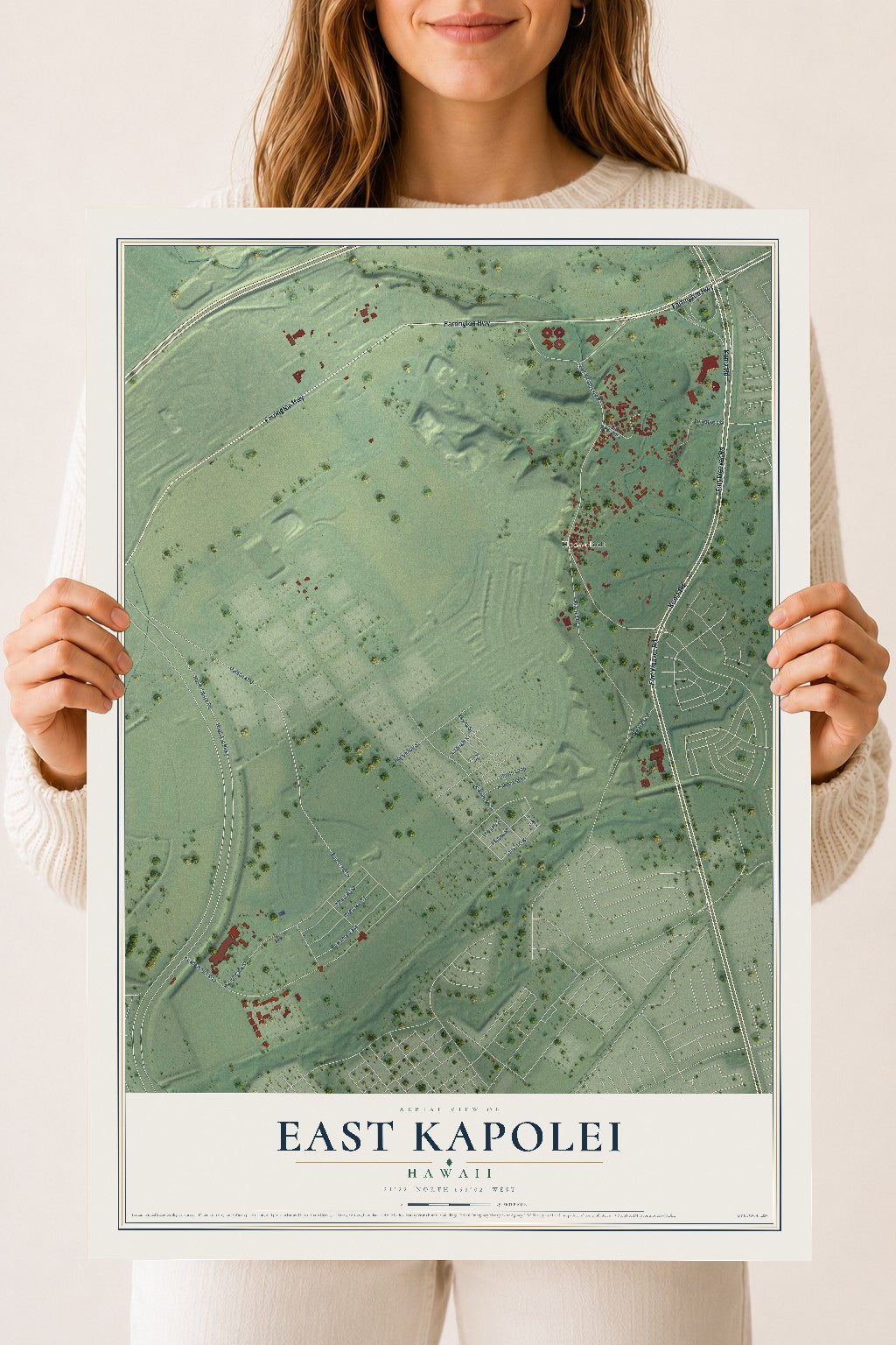 Map of East Kapolei, Hawaii, 18 x 24 inch unframed archival matte print