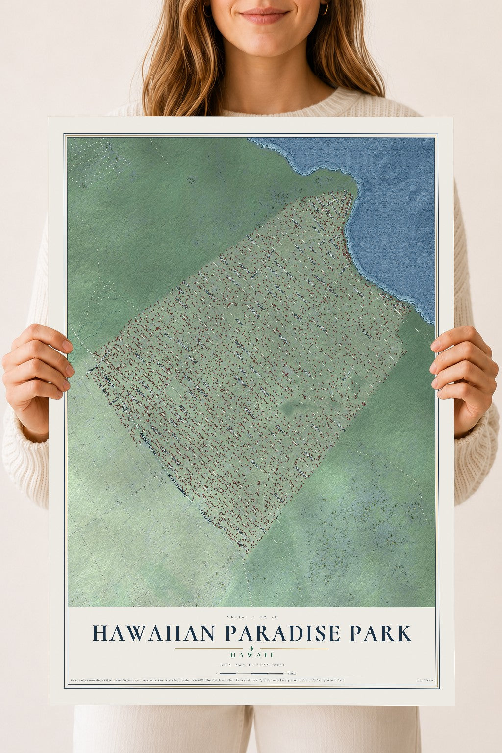 Map of Hawaiian Paradise Park, Hawaii, 18 x 24 inch unframed archival matte print
