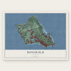 Honolulu, Hawaii map print, the full design