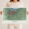 Map of Kahului, Hawaii, 12 x 18 inch unframed archival matte print