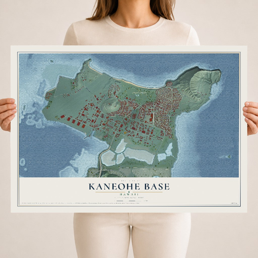 Map of Kaneohe Base, Hawaii, 18 x 24 inch unframed archival matte print