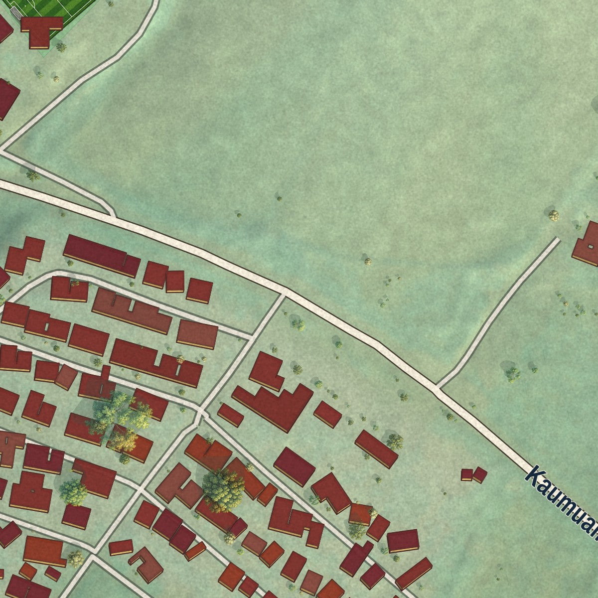 Close-up of the map of Kaumakani, Hawaii print showing street and building detail