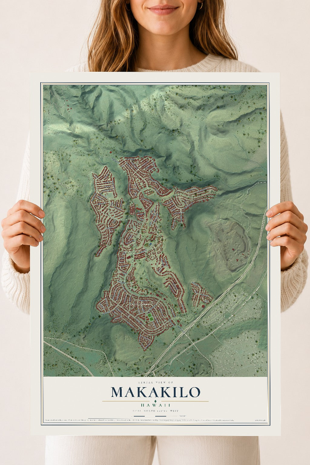 Map of Makakilo, Hawaii, 18 x 24 inch unframed archival matte print