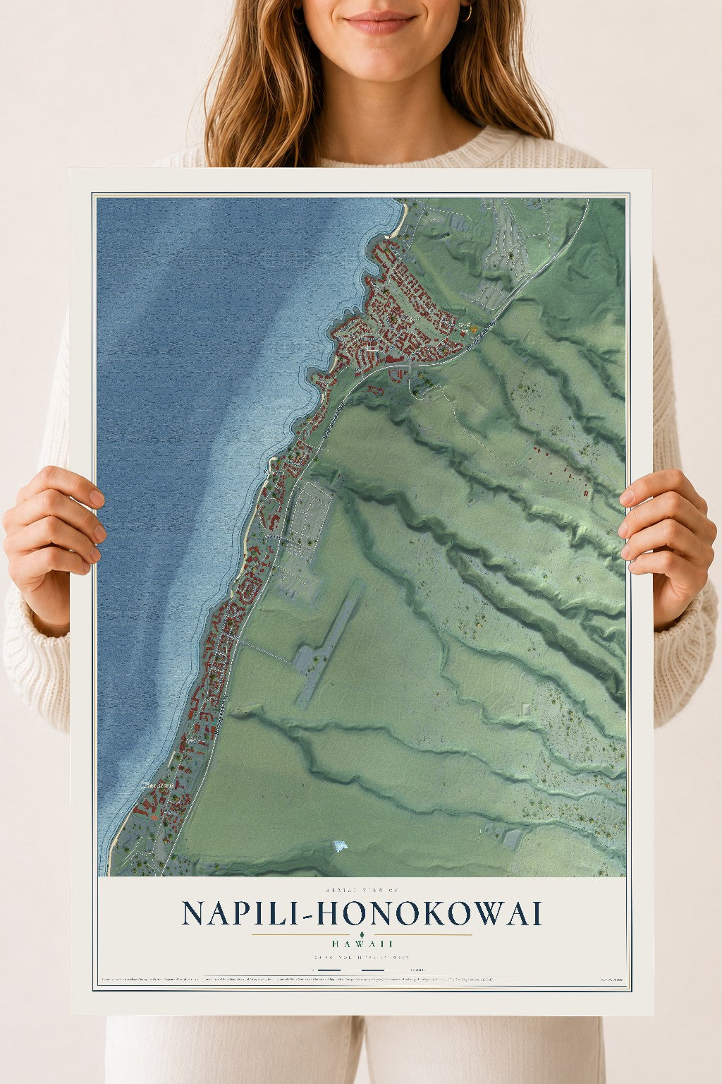 Map of Napili-Honokowai, Hawaii, 18 x 24 inch unframed archival matte print