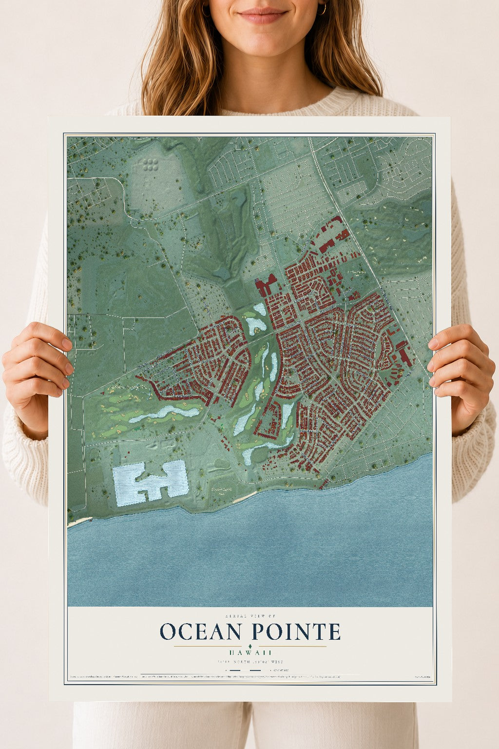 Map of Ocean Pointe, Hawaii, 18 x 24 inch unframed archival matte print