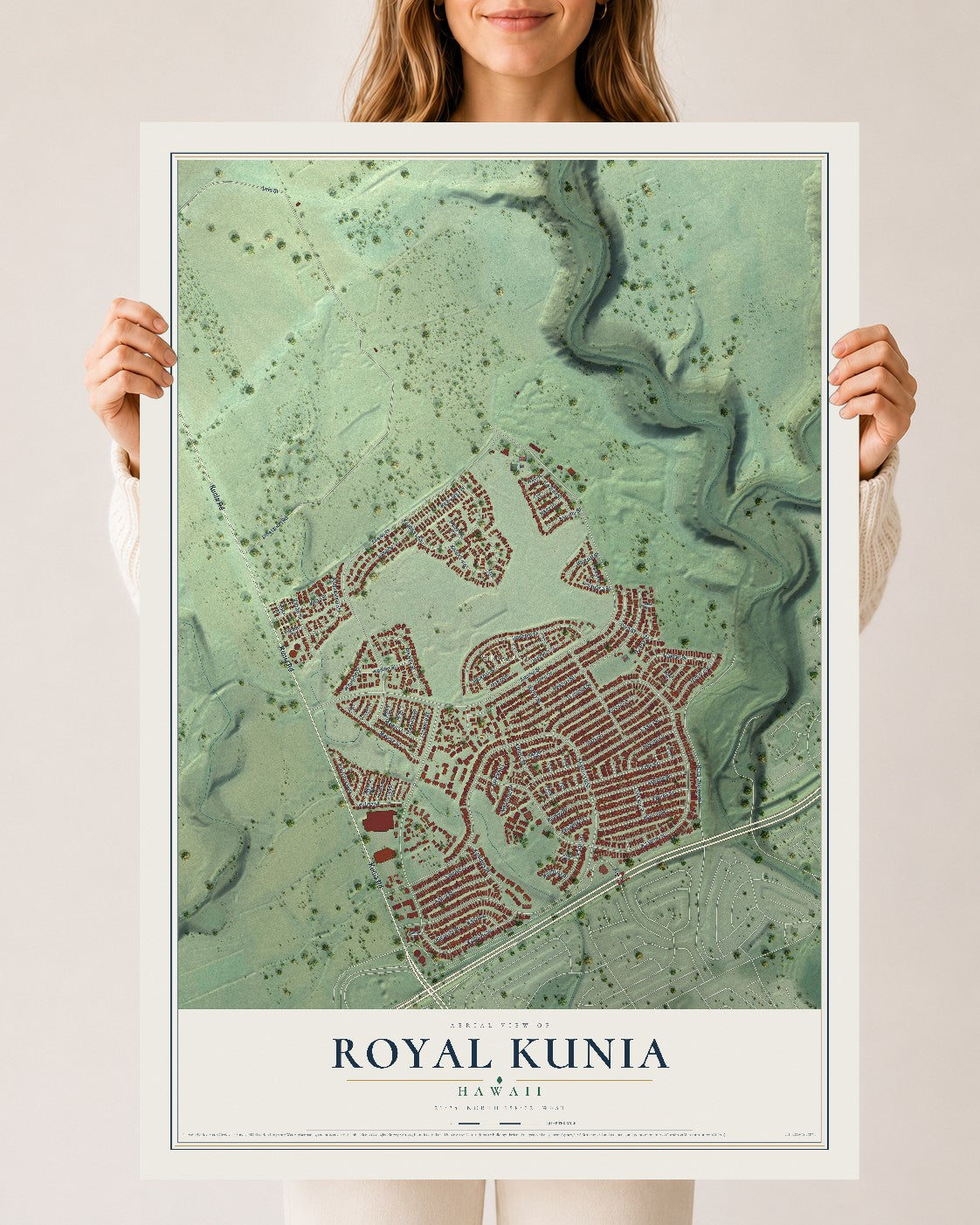 Map of Royal Kunia, Hawaii, 24 x 36 inch unframed archival matte print