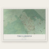 Tiki Gardens, Hawaii map print, the full design