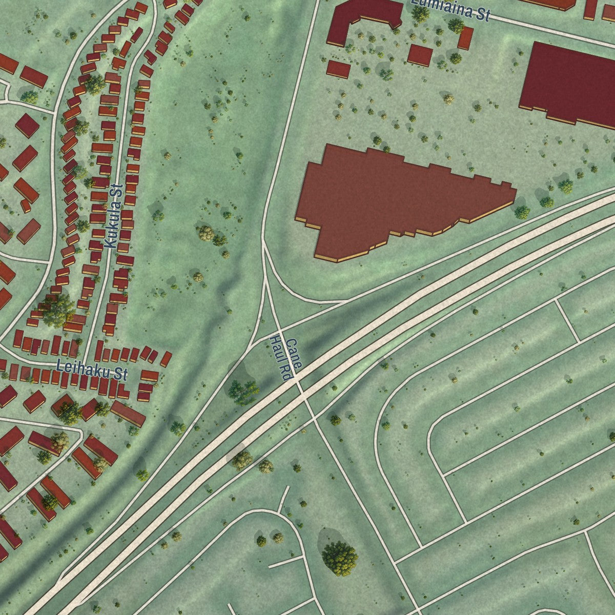 Second close-up of the map of Waikele, Hawaii print showing more streets and buildings