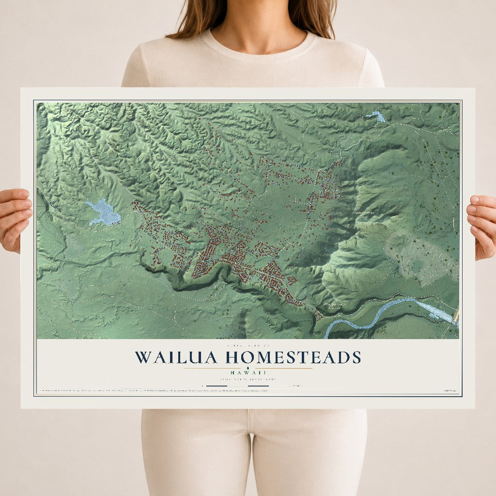 Map of Wailua Homesteads, Hawaii, 18 x 24 inch unframed archival matte print