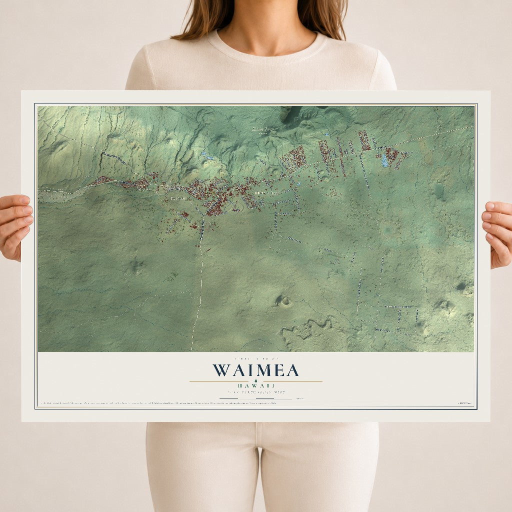 Map of Waimea, Hawaii, 18 x 24 inch unframed archival matte print