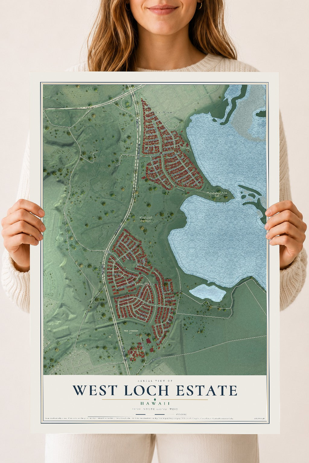 Map of West Loch Estate, Hawaii, 18 x 24 inch unframed archival matte print