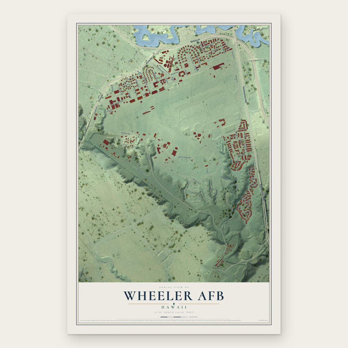 Wheeler AFB, Hawaii map print, the full design