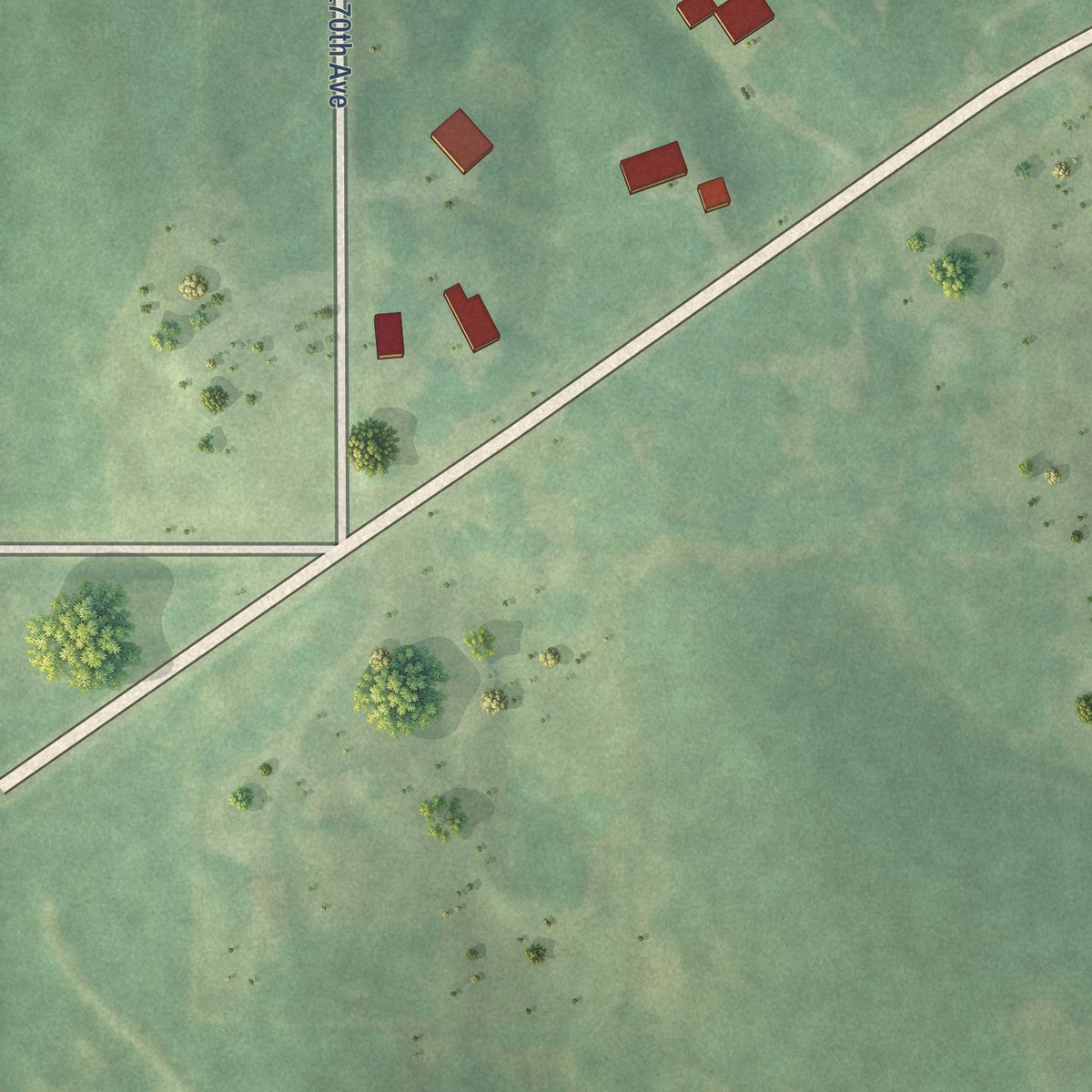 Second close-up of the map of Ackworth, Iowa print showing more streets and buildings