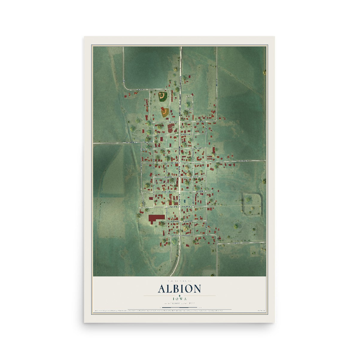 Map of Albion, Iowa, 12 x 18 inch unframed archival matte print