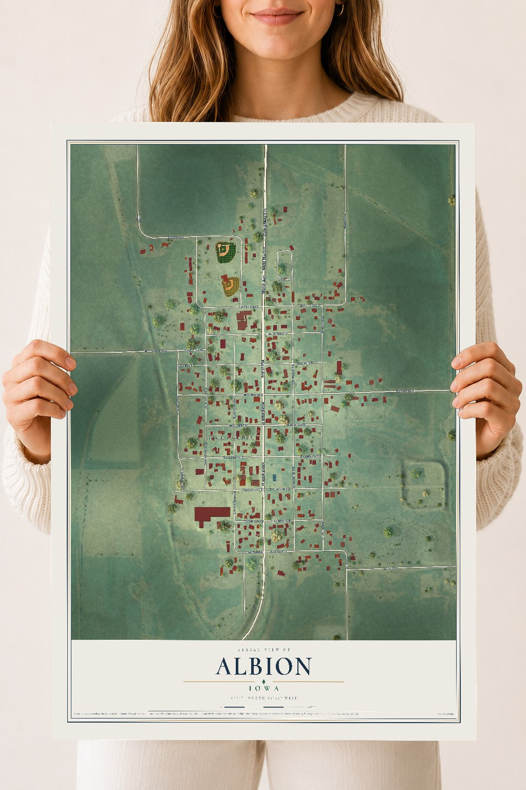 Map of Albion, Iowa, 18 x 24 inch unframed archival matte print