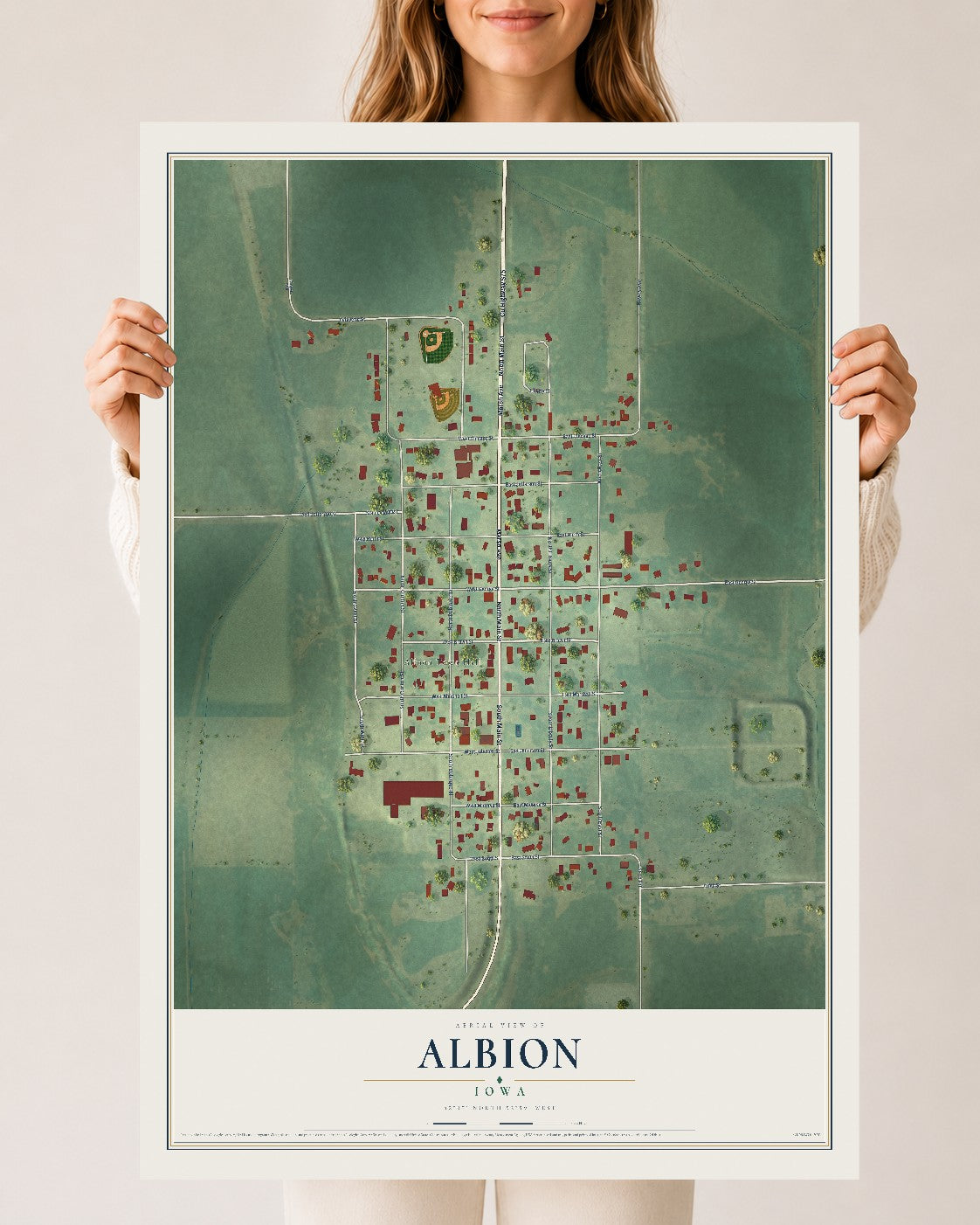 Map of Albion, Iowa, 24 x 36 inch unframed archival matte print
