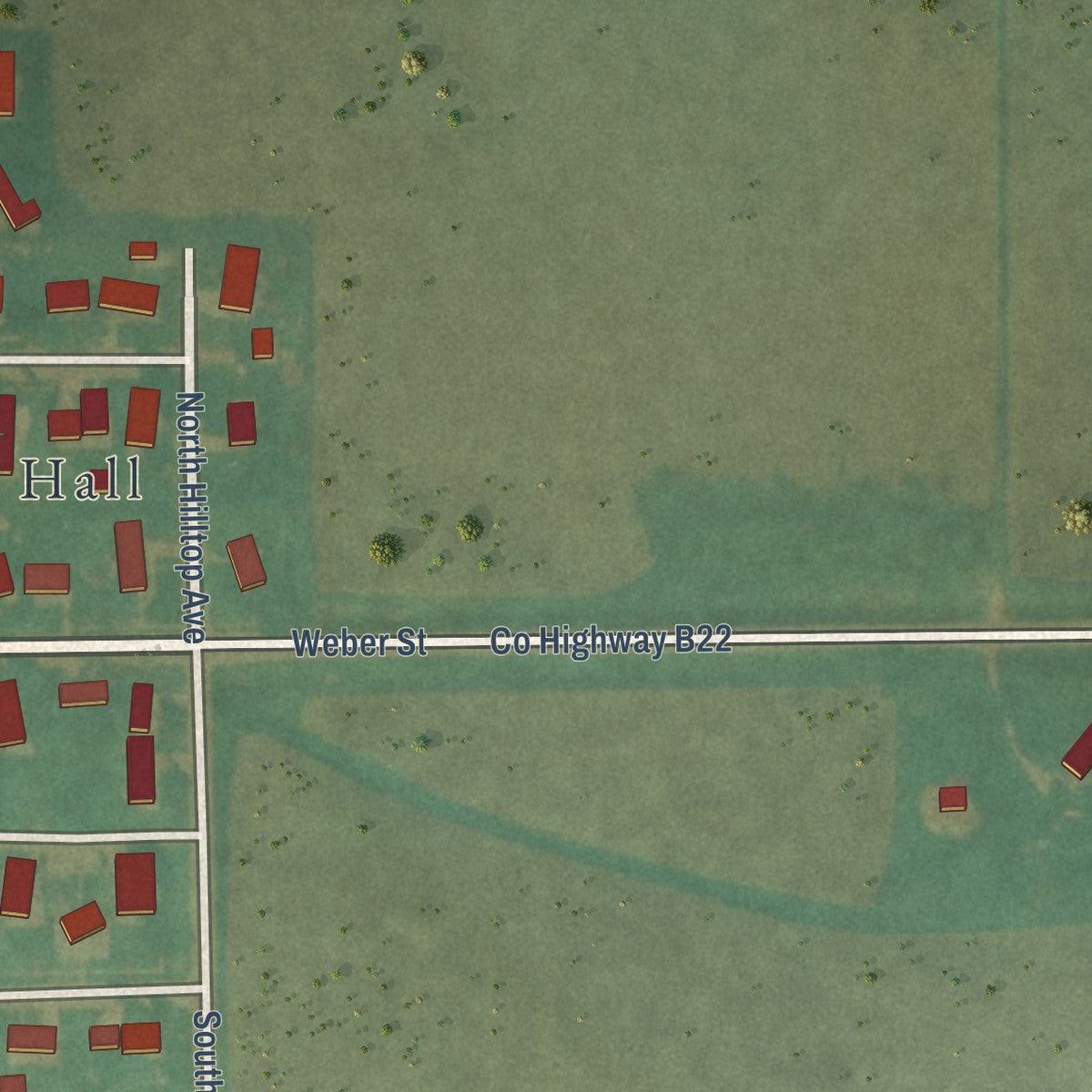 Second close-up of the map of Alta Vista, Iowa print showing more streets and buildings