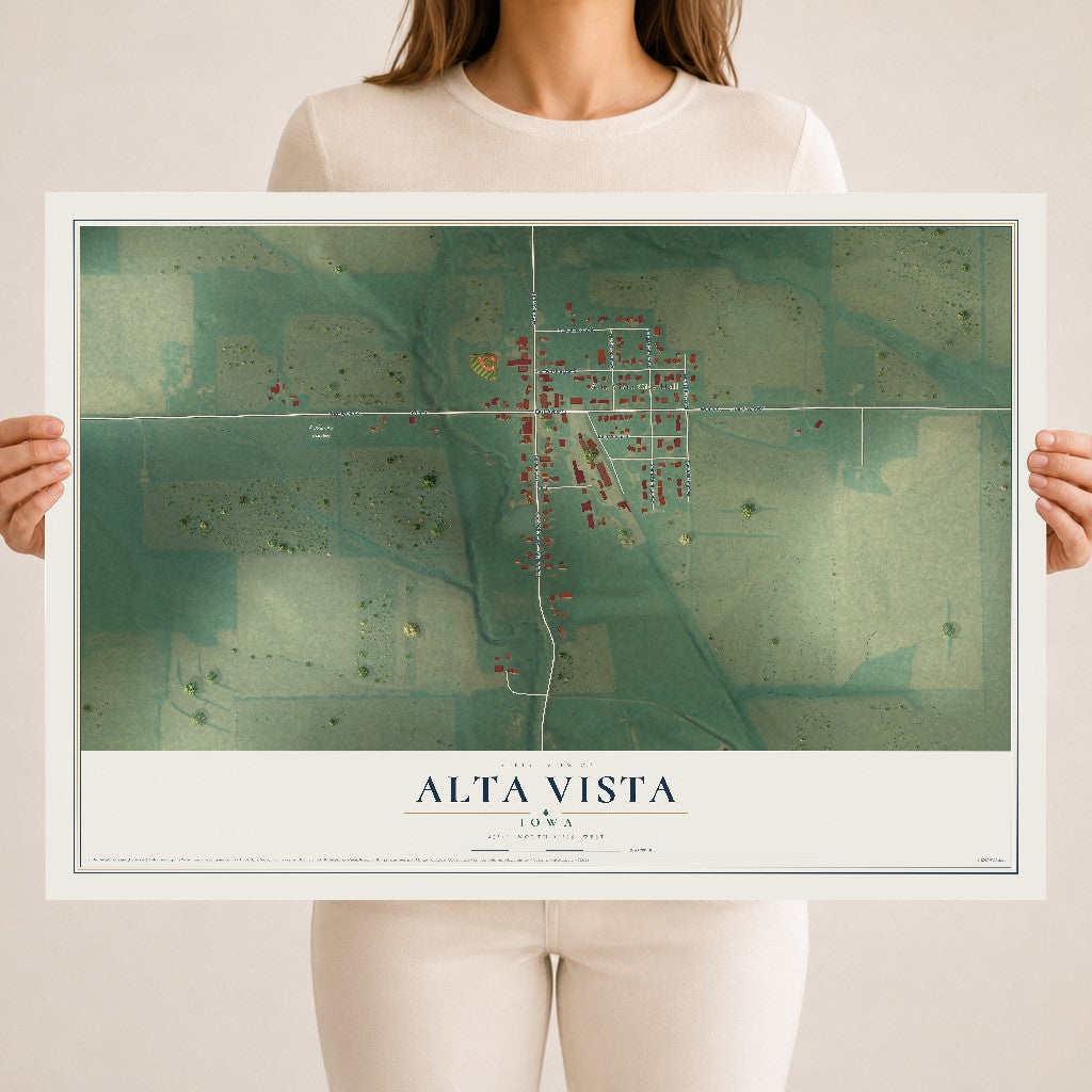 Map of Alta Vista, Iowa, 18 x 24 inch unframed archival matte print