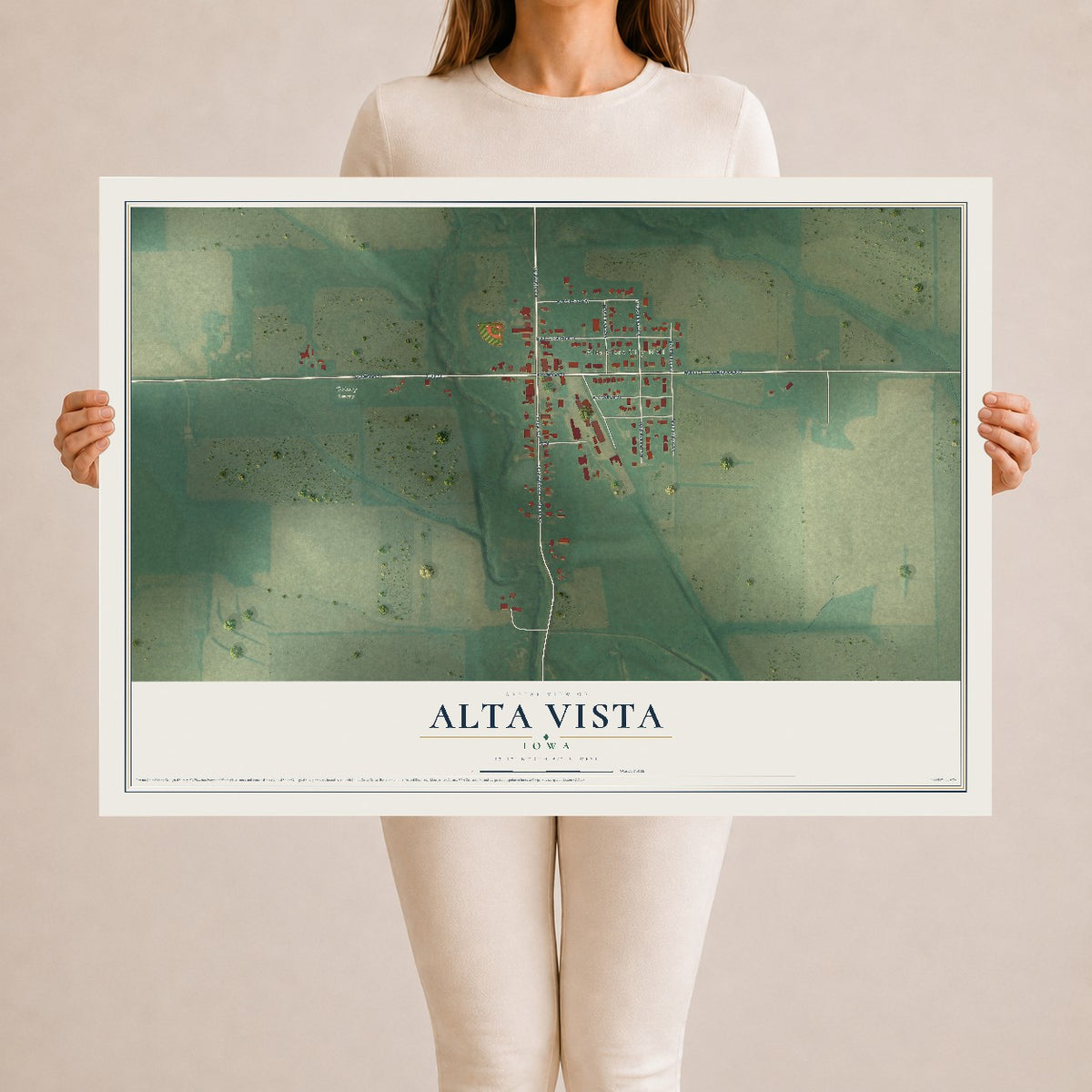 Map of Alta Vista, Iowa, 24 x 36 inch unframed archival matte print