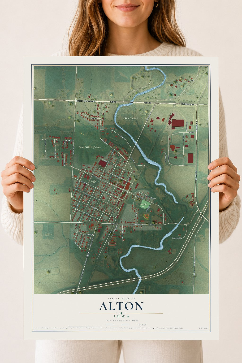 Map of Alton, Iowa, 18 x 24 inch unframed archival matte print