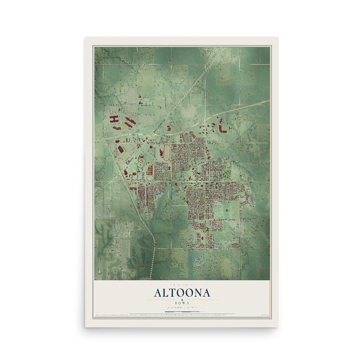 Map of Altoona, Iowa, 12 x 18 inch unframed archival matte print