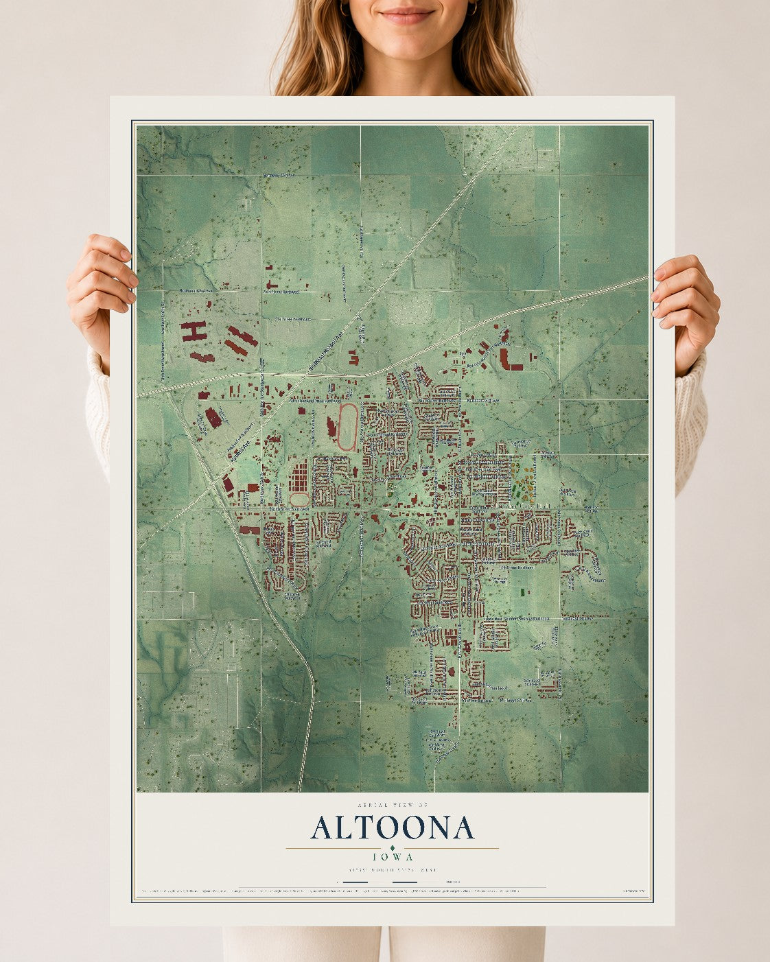 Map of Altoona, Iowa, 24 x 36 inch unframed archival matte print