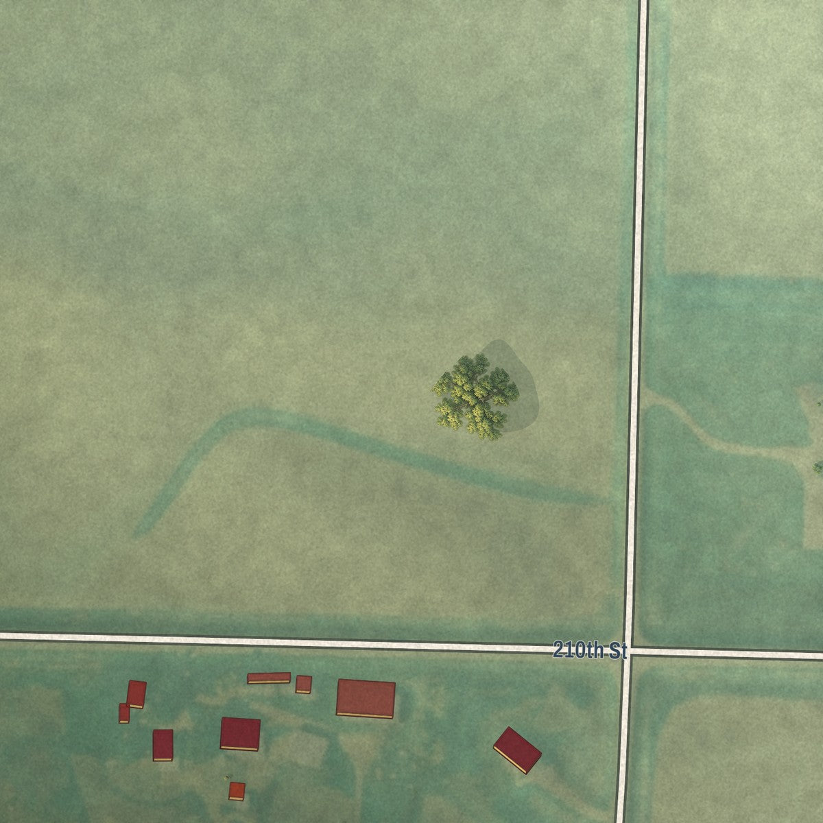 Second close-up of the map of Alvord, Iowa print showing more streets and buildings
