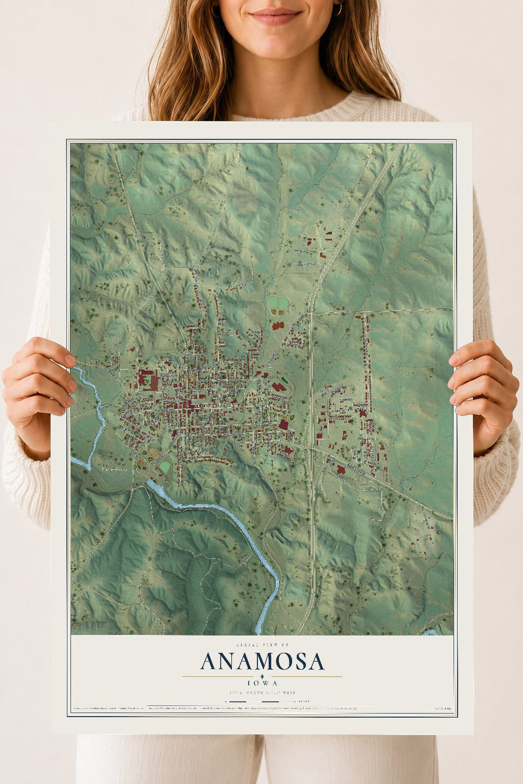 Map of Anamosa, Iowa, 18 x 24 inch unframed archival matte print