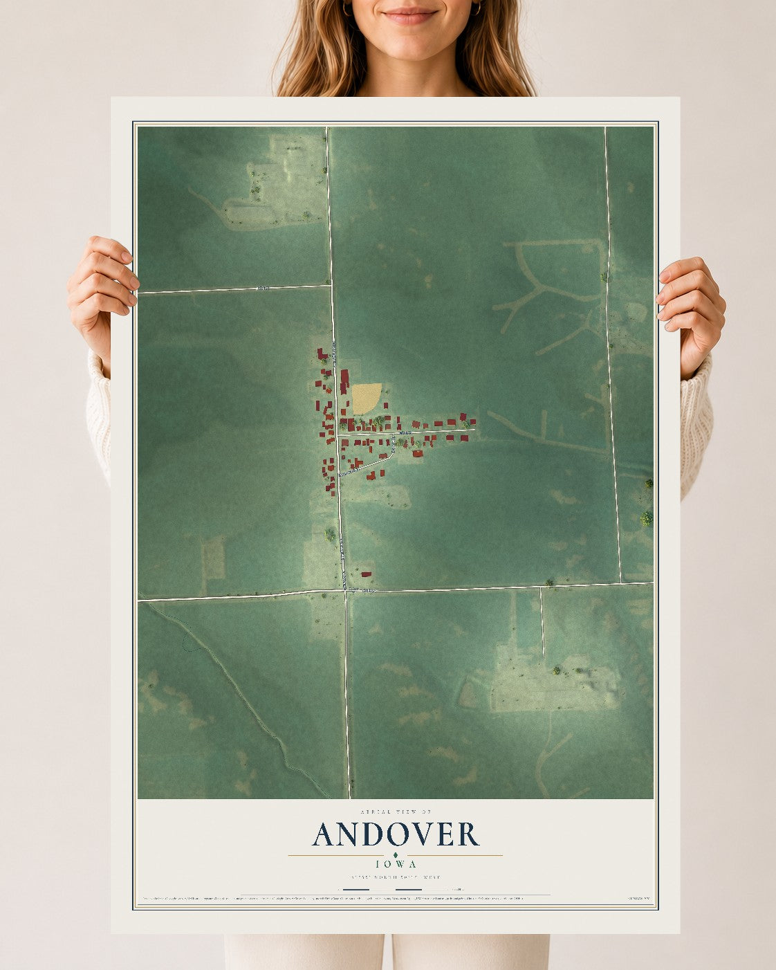 Map of Andover, Iowa, 24 x 36 inch unframed archival matte print