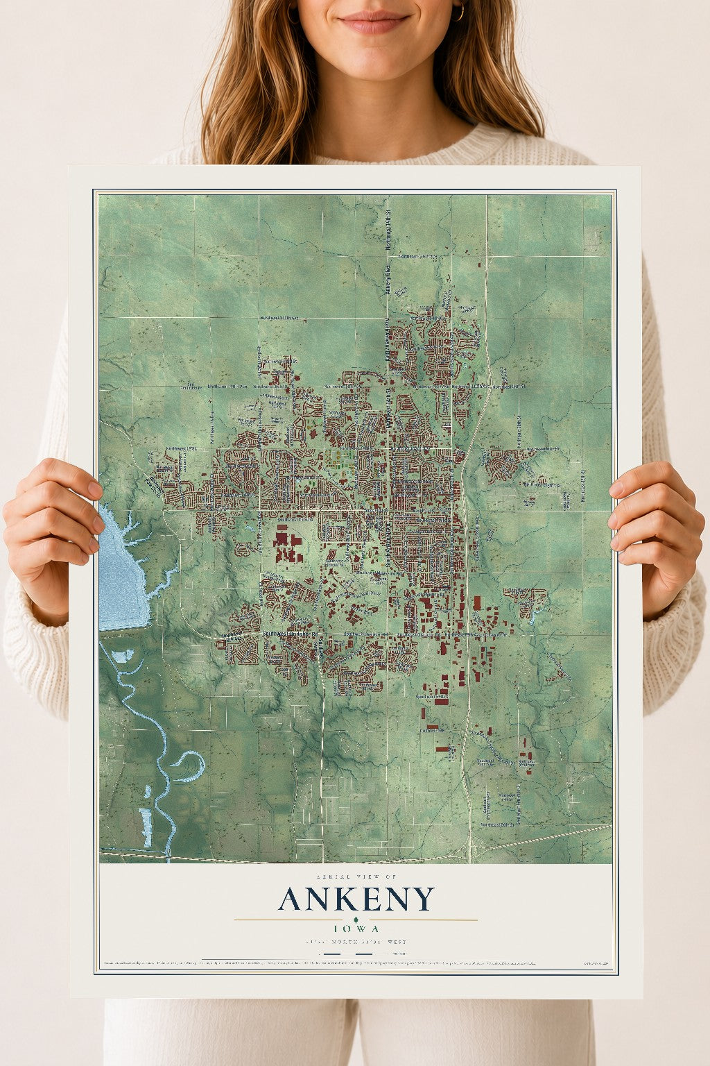 Map of Ankeny, Iowa, 18 x 24 inch unframed archival matte print