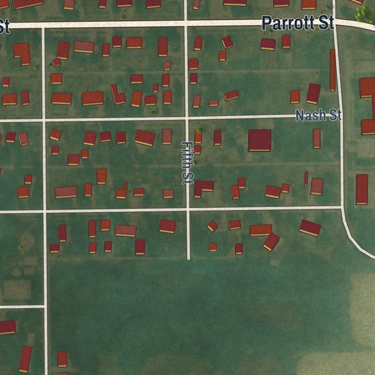 Second close-up of the map of Aplington, Iowa print showing more streets and buildings