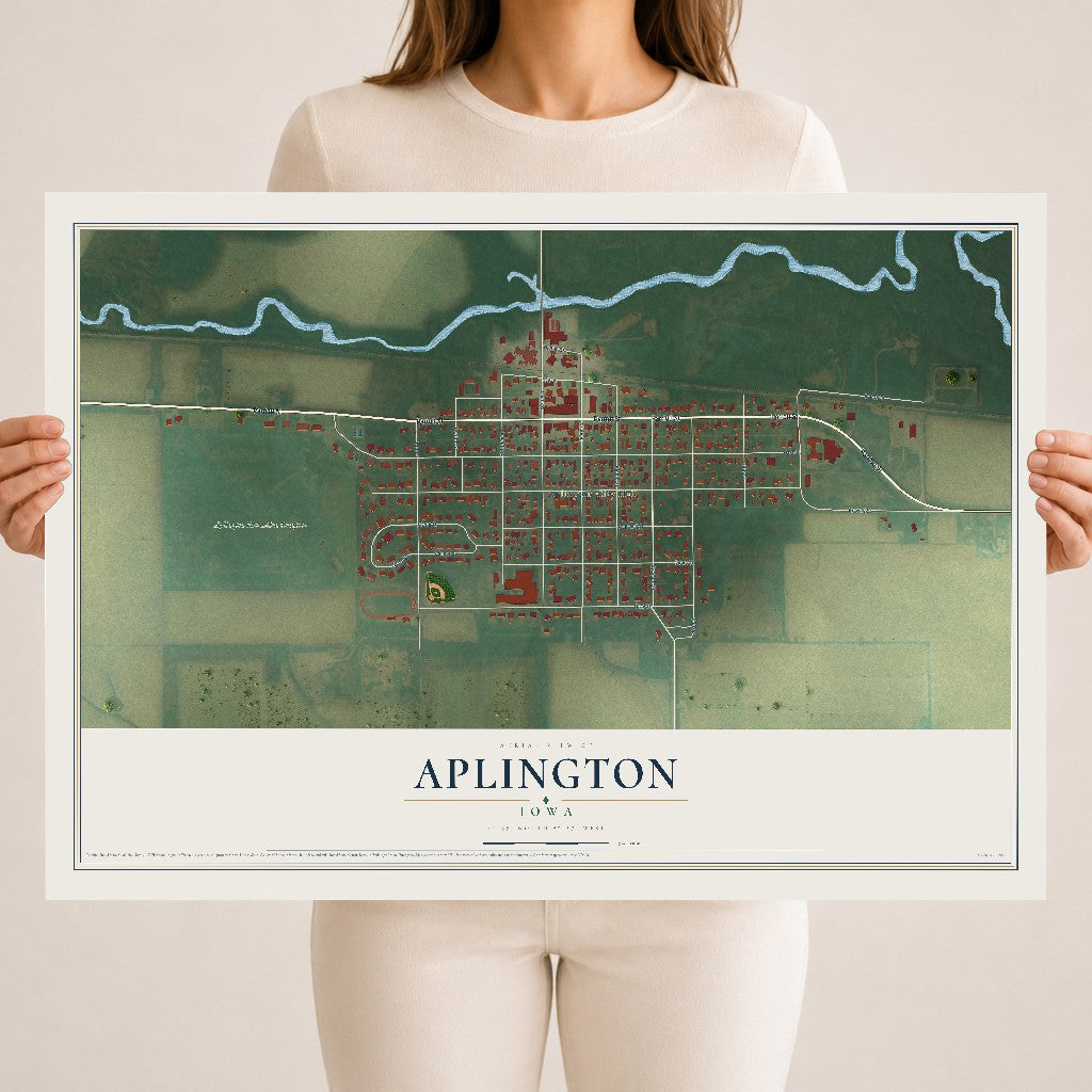 Map of Aplington, Iowa, 18 x 24 inch unframed archival matte print