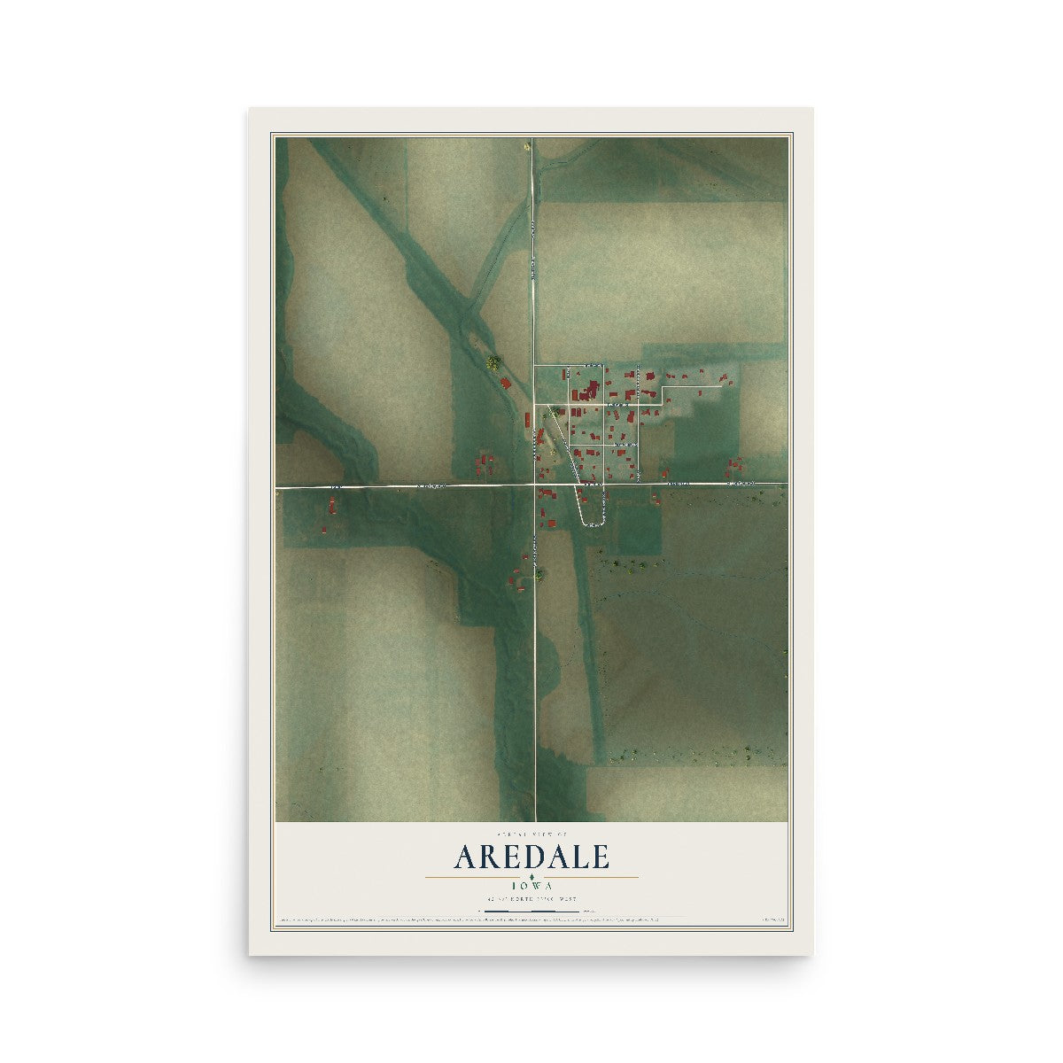 Map of Aredale, Iowa, 12 x 18 inch unframed archival matte print
