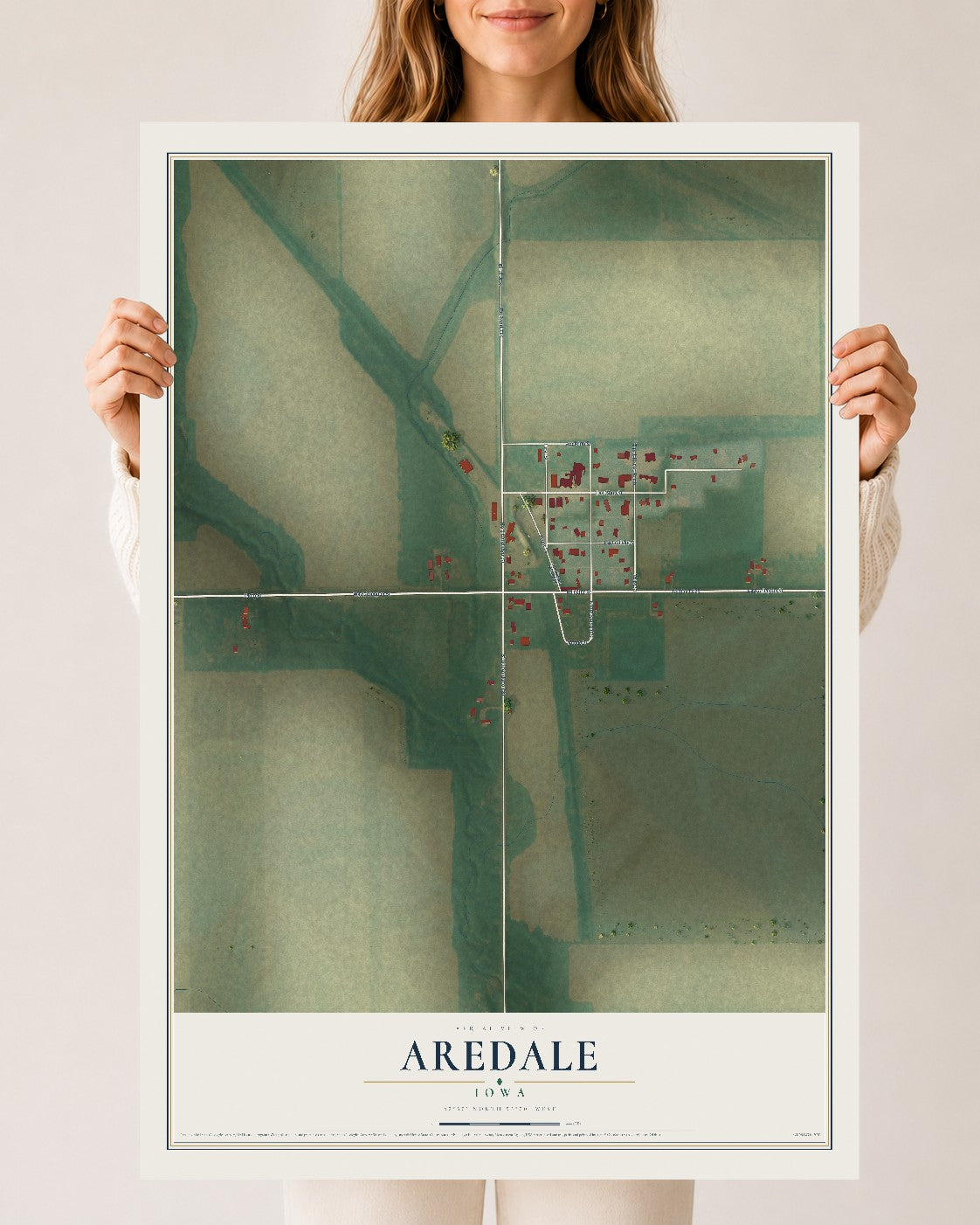 Map of Aredale, Iowa, 24 x 36 inch unframed archival matte print