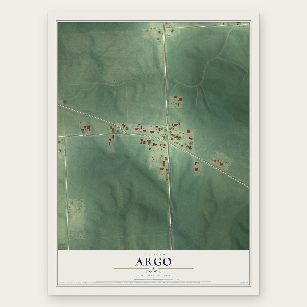 Argo, Iowa map print, the full design