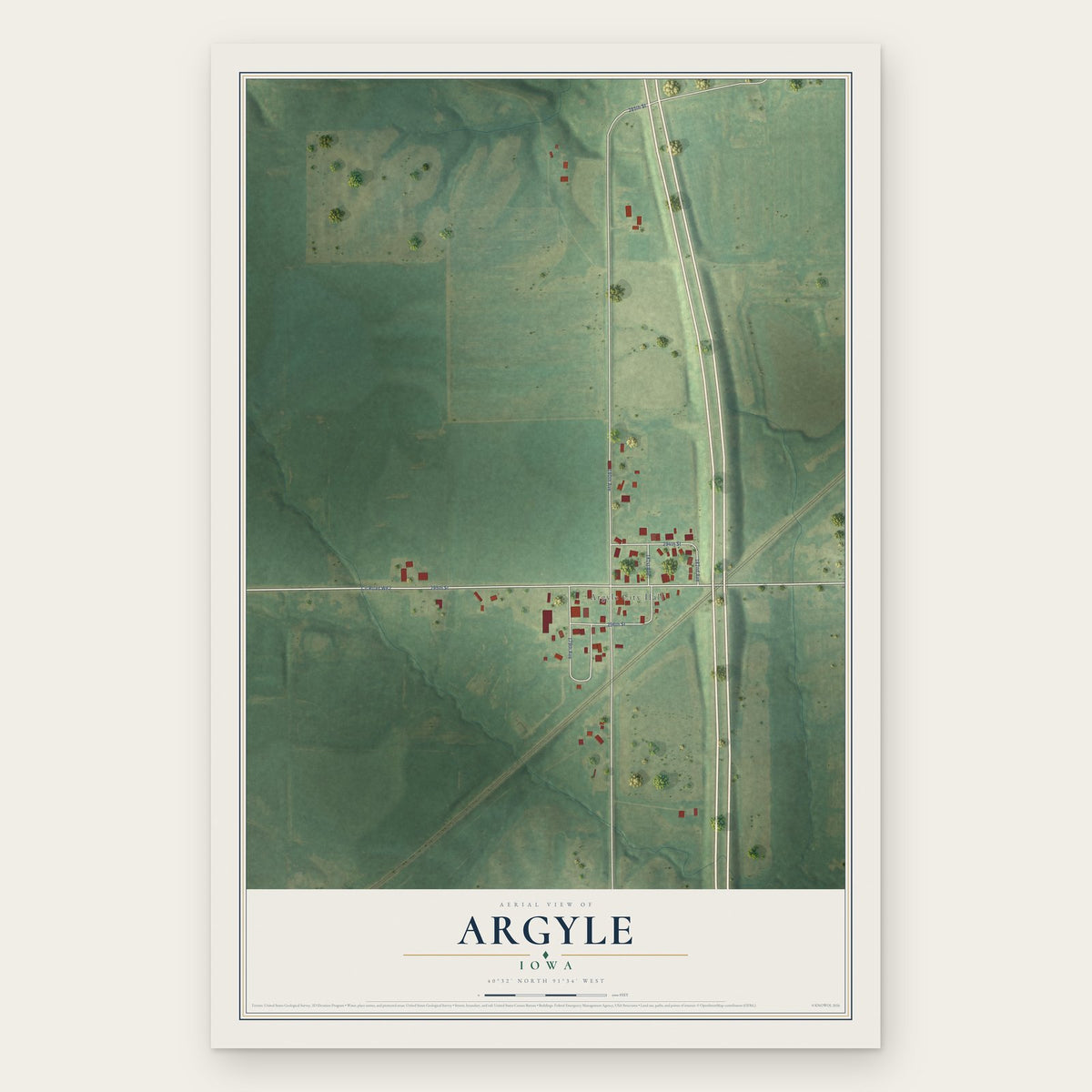 Argyle, Iowa map print, the full design