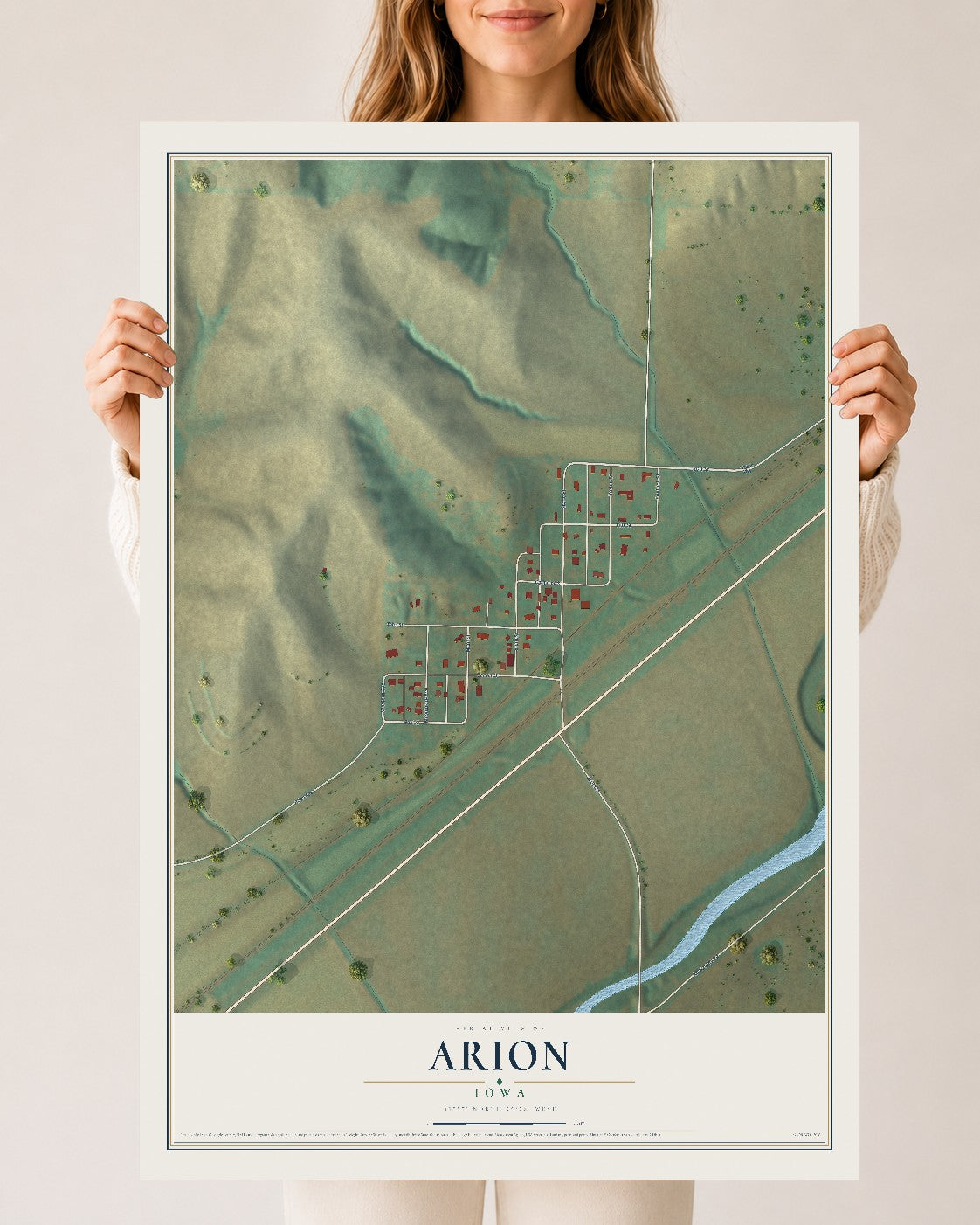 Map of Arion, Iowa, 24 x 36 inch unframed archival matte print