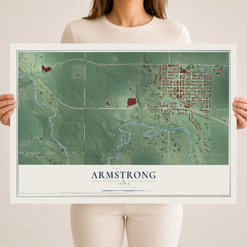 Map of Armstrong, Iowa, 18 x 24 inch unframed archival matte print