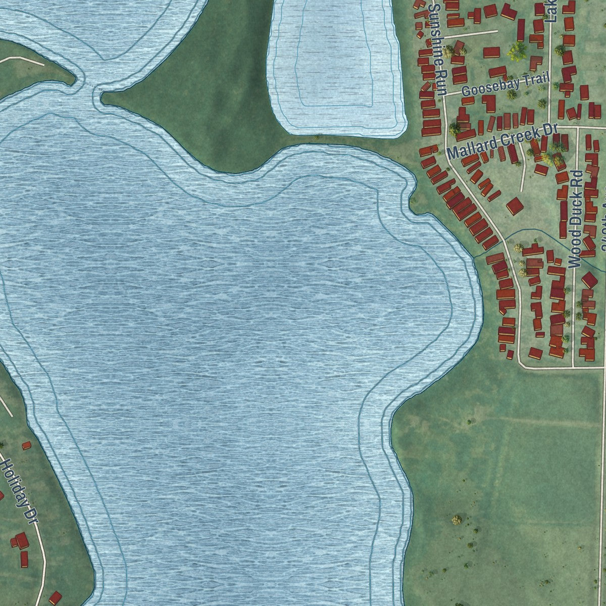 Second close-up of the map of Arnolds Park, Iowa print showing more streets and buildings