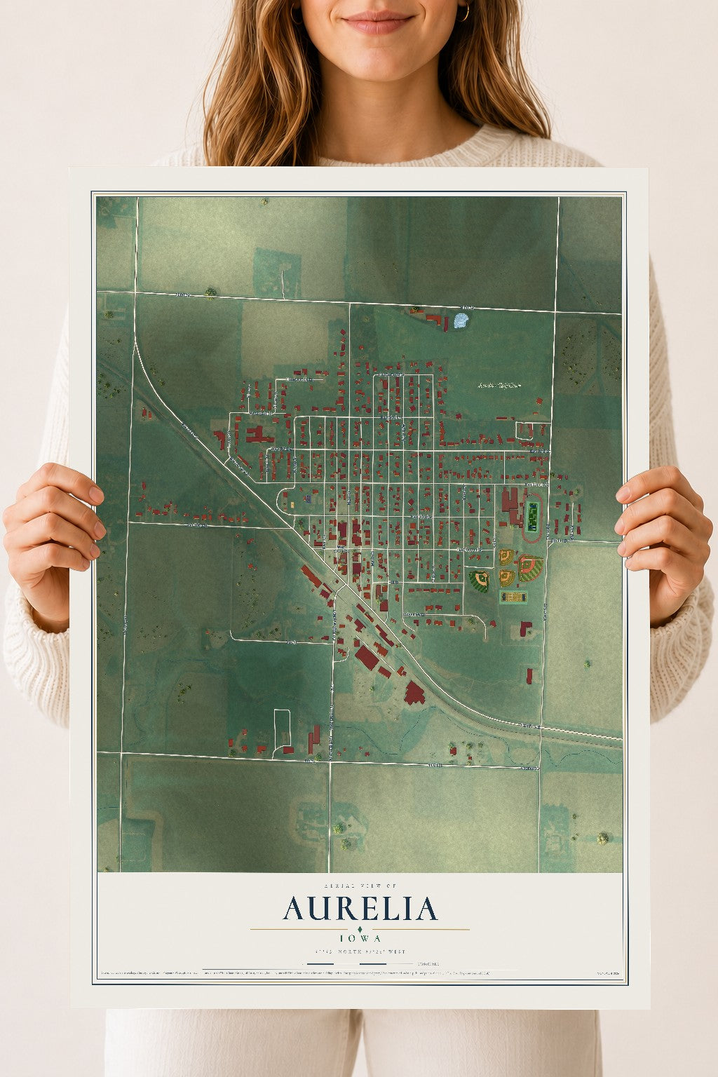 Map of Aurelia, Iowa, 18 x 24 inch unframed archival matte print