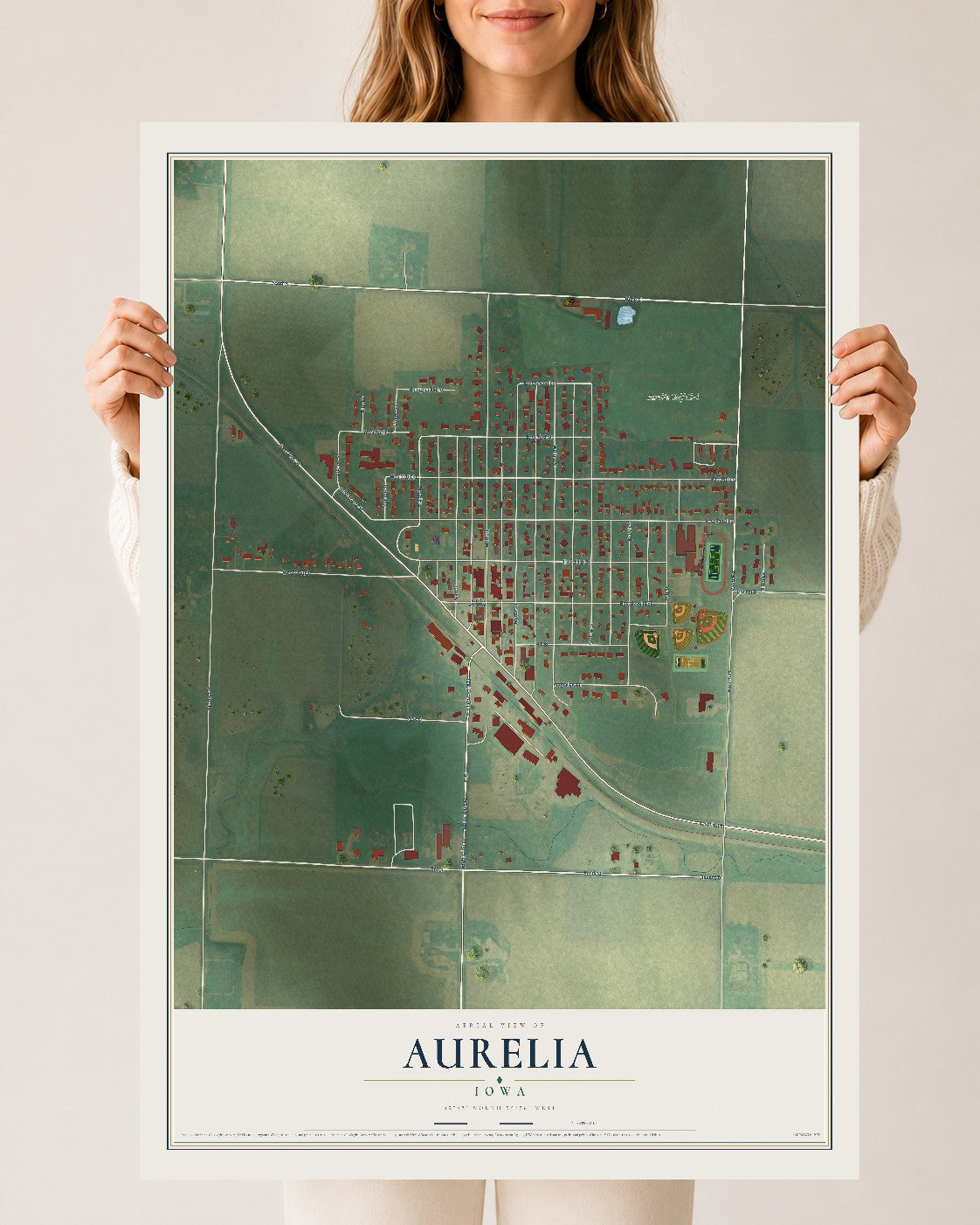 Map of Aurelia, Iowa, 24 x 36 inch unframed archival matte print