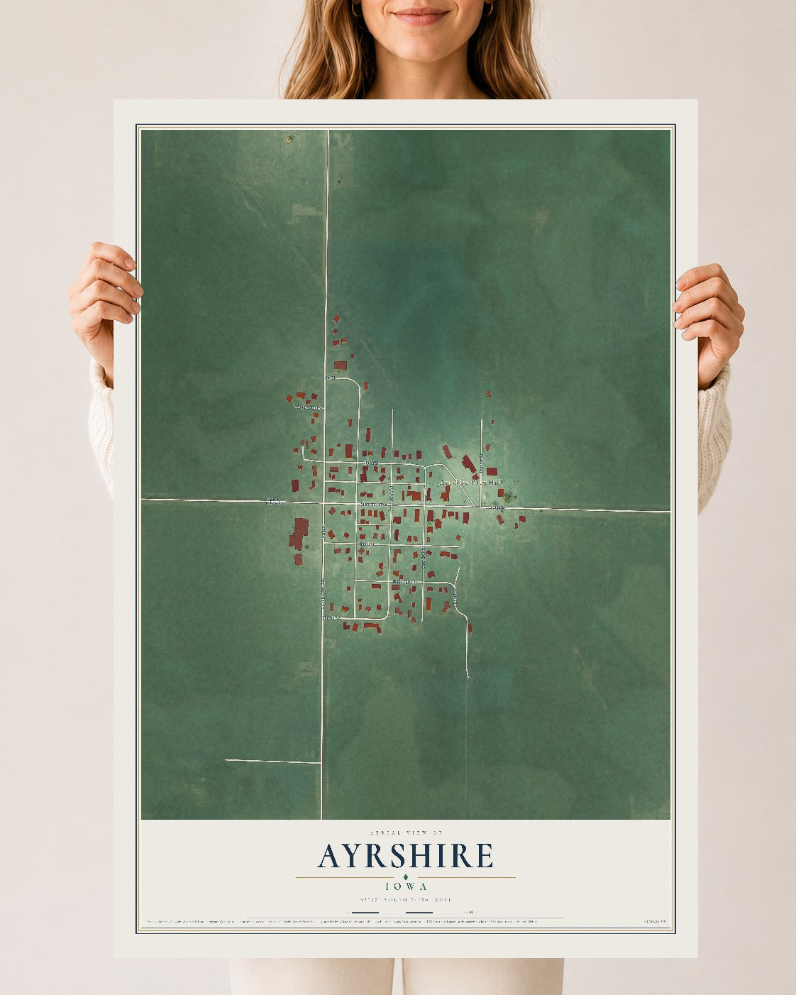 Map of Ayrshire, Iowa, 24 x 36 inch unframed archival matte print