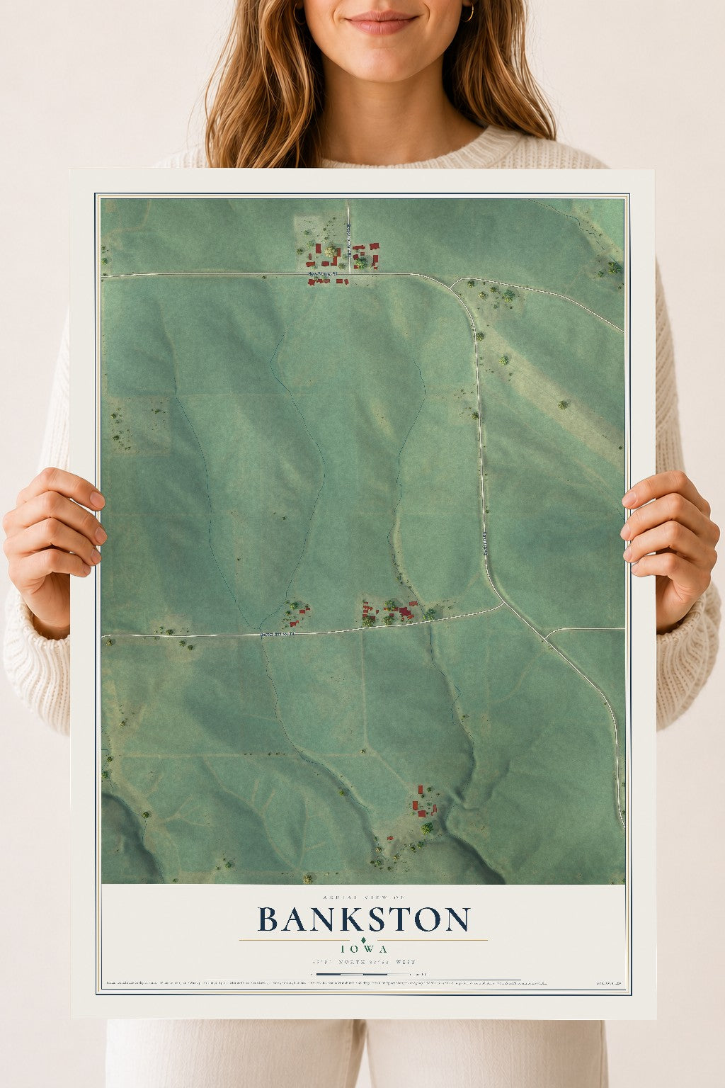Map of Bankston, Iowa, 18 x 24 inch unframed archival matte print