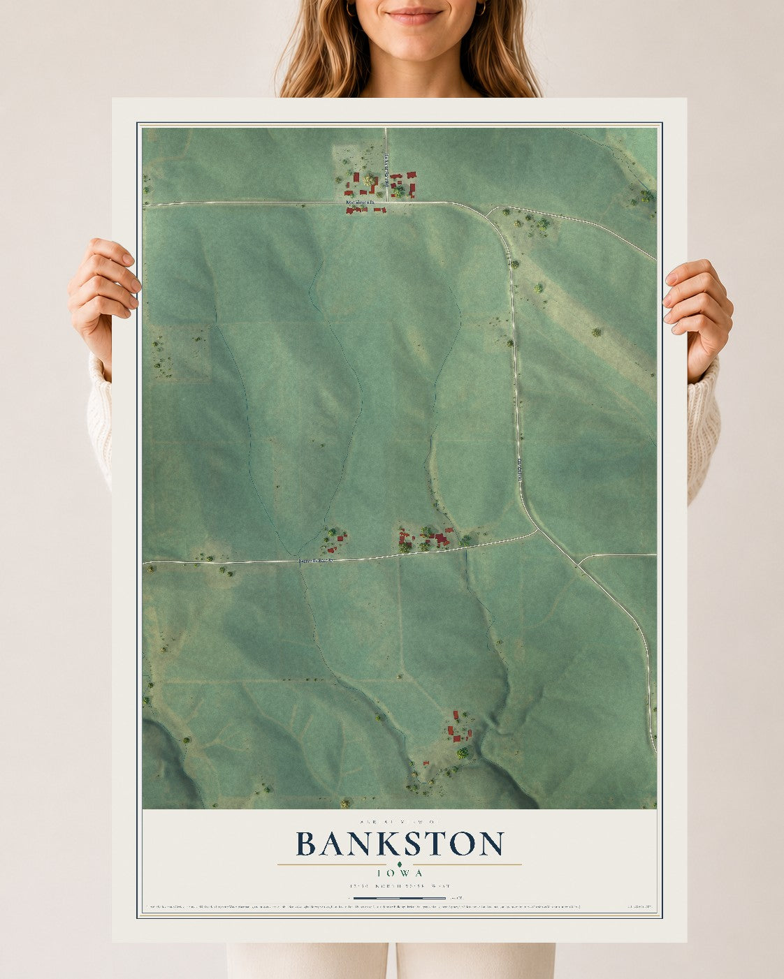 Map of Bankston, Iowa, 24 x 36 inch unframed archival matte print