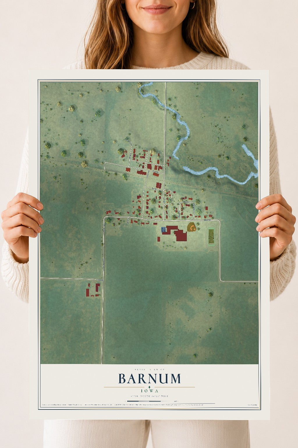 Map of Barnum, Iowa, 18 x 24 inch unframed archival matte print