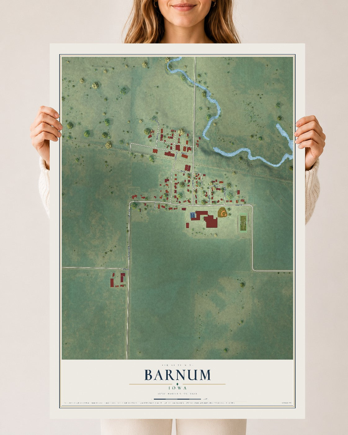 Map of Barnum, Iowa, 24 x 36 inch unframed archival matte print