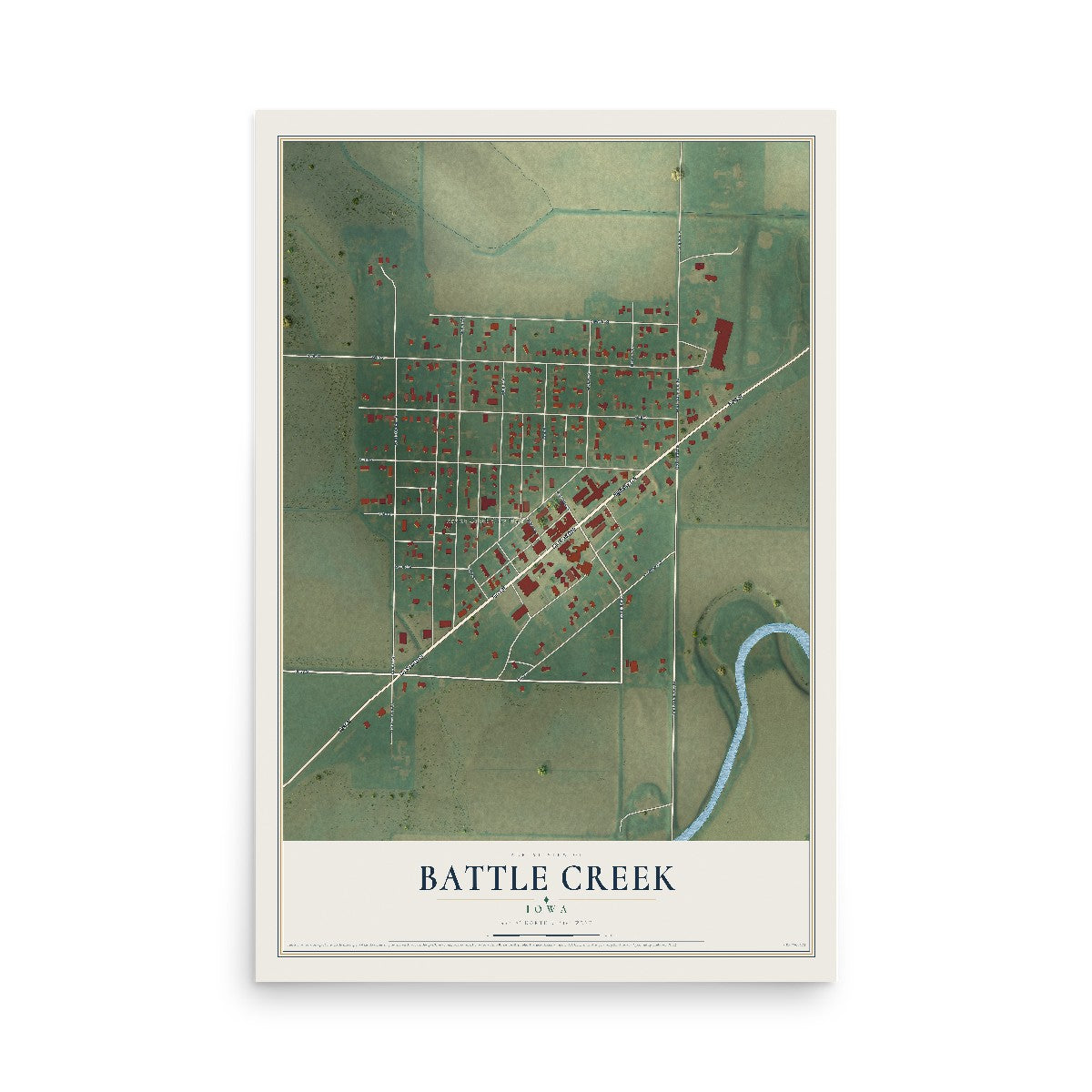 Map of Battle Creek, Iowa, 12 x 18 inch unframed archival matte print