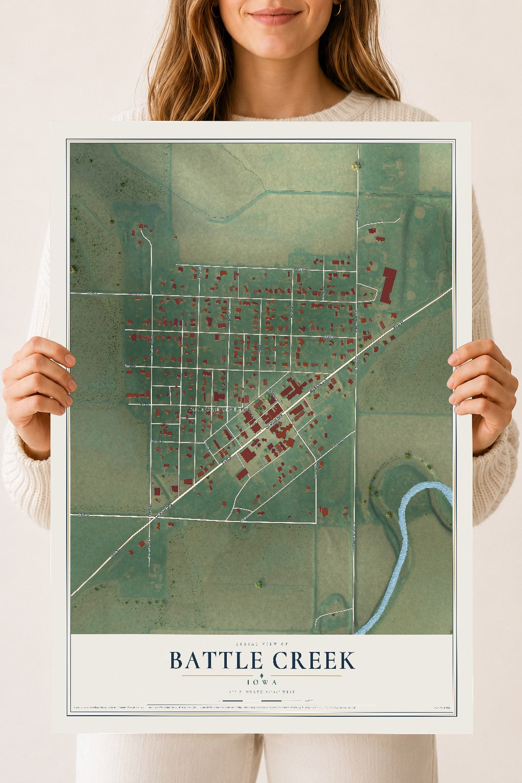 Map of Battle Creek, Iowa, 18 x 24 inch unframed archival matte print