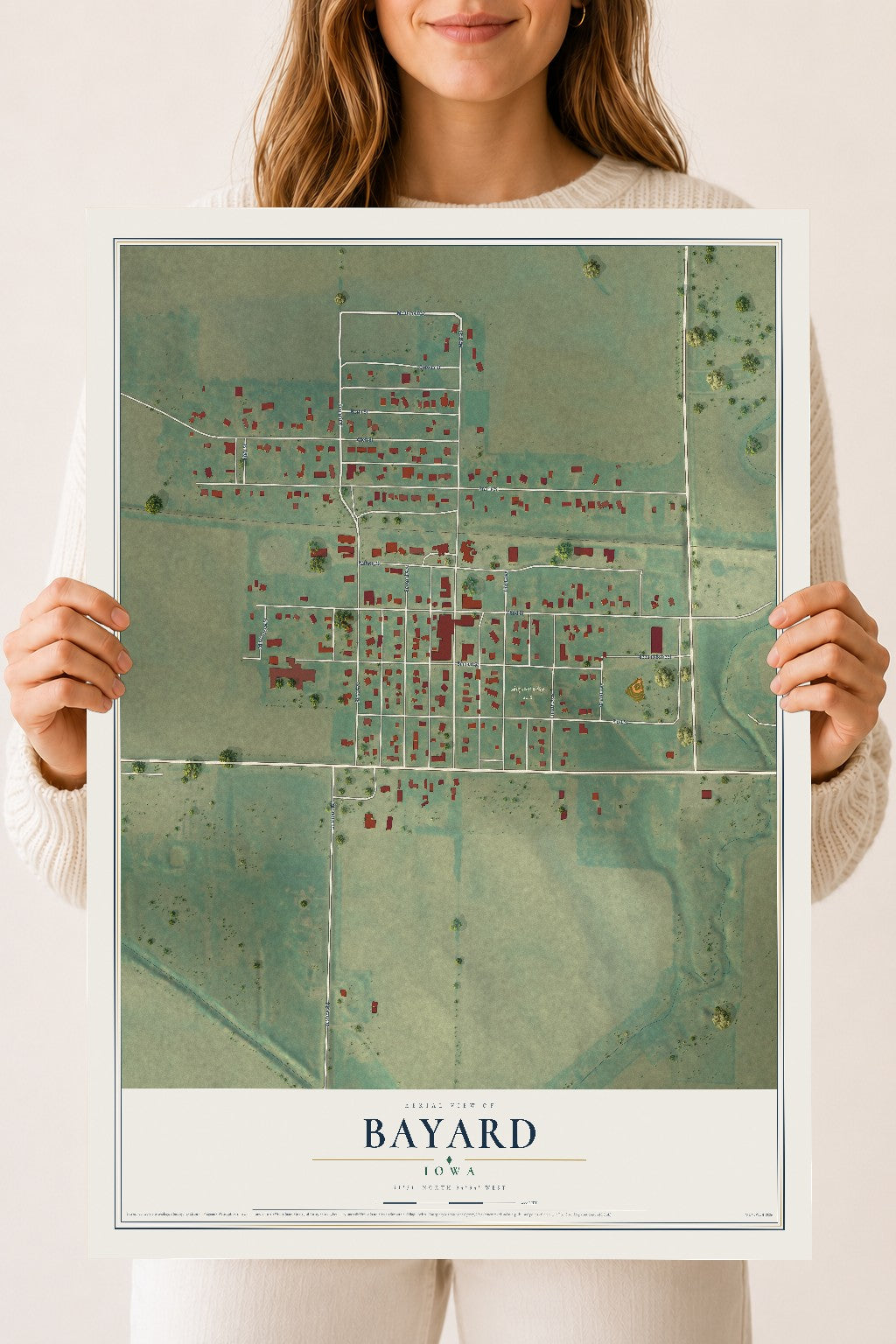 Map of Bayard, Iowa, 18 x 24 inch unframed archival matte print