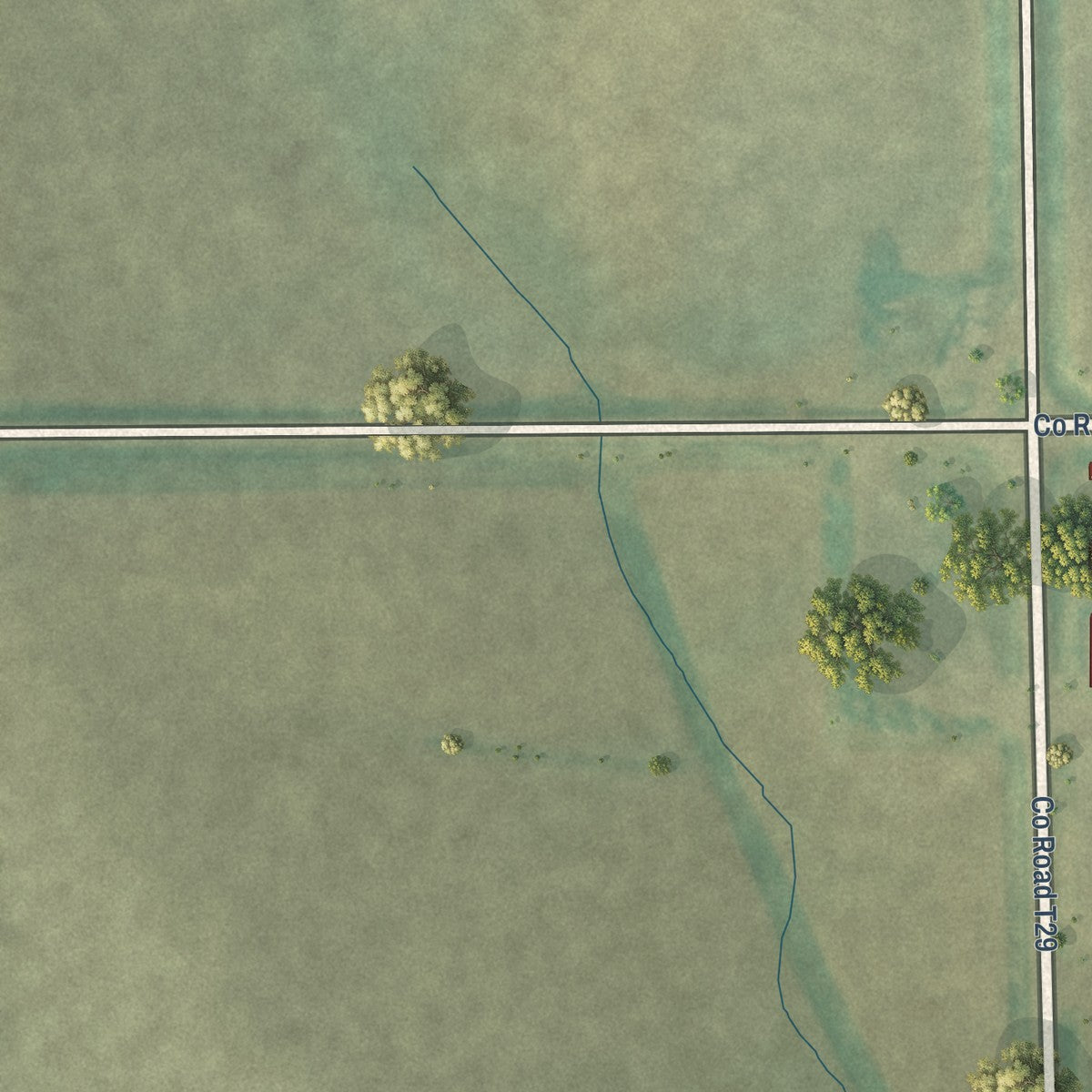 Second close-up of the map of Beaman, Iowa print showing more streets and buildings